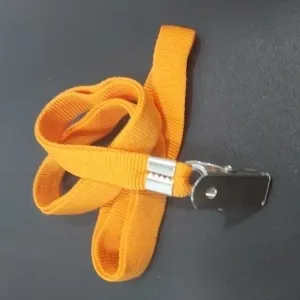 Cordo Liso com clips modelo jacar para crach -LARANJA